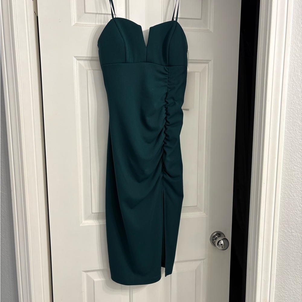 Honey and Rosie Strapless Teal Dress